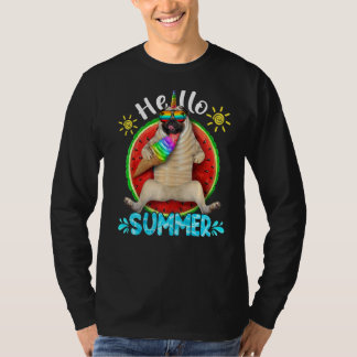 Cute Pug Dog Hallo Summer Vacation Dog T-shirt