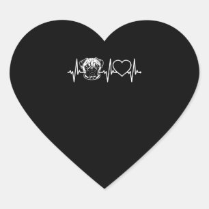 Cute Pug Dog Heartbeat Lovely Pug Dog Hart Sticker