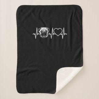 Cute Pug Dog Heartbeat Lovely Pug Dog Sherpa Deken