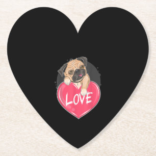 Cute Pug Dog Hearts Pug Valentijns Gift Kartonnen Onderzetters