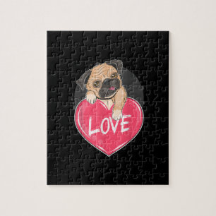 Cute Pug Dog Hearts Pug Valentijns Gift Legpuzzel