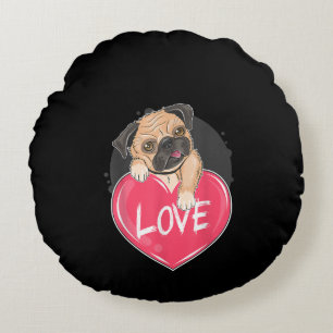 Cute Pug Dog Hearts Pug Valentijns Gift Rond Kussen