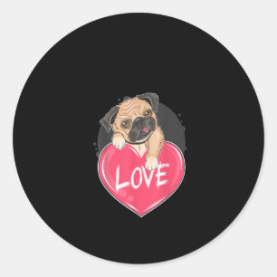 Cute Pug Dog Hearts Pug Valentijns Gift Ronde Sticker