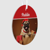 Cute Pug Dog Holiday Christmas Photo Ornament (voorkant)