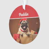 Cute Pug Dog Holiday Christmas Photo Ornament (voorkant)
