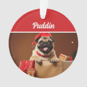 Cute Pug Dog Holiday Christmas Photo Ornament (voorkant)