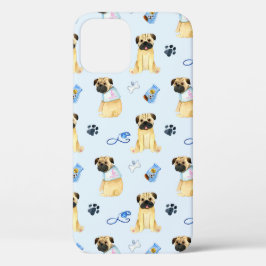 Cute Pug Dog I Love Mam Blue Case-Mate iPhone Case