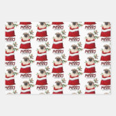 Cute Pug Dog in Holiday Gift Bag Inpakpapier Vel (Voorkant)