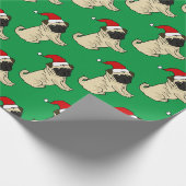 Cute Pug Dog in Santa Hat-kerstCartoon Cadeaupapier (Hoek)