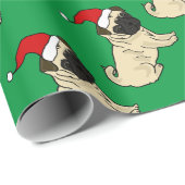 Cute Pug Dog in Santa Hat-kerstCartoon Cadeaupapier (Rol Hoek)