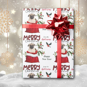 Cute Pug Dog kerstcadeau Cadeaupapier