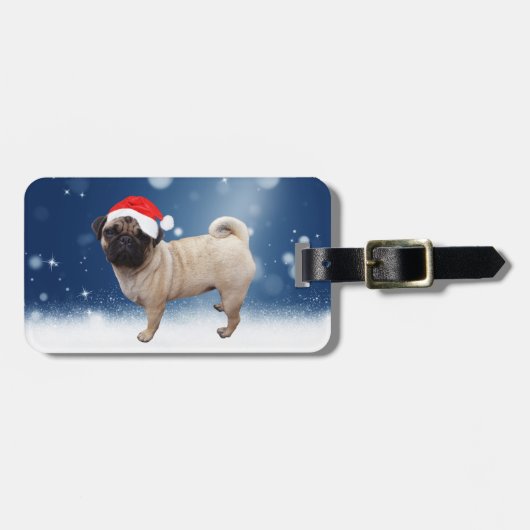 Cute Pug Dog Kerstkerstkerstkerstkerstkerstkerstma Bagagelabel (Voorkant horizontaal)