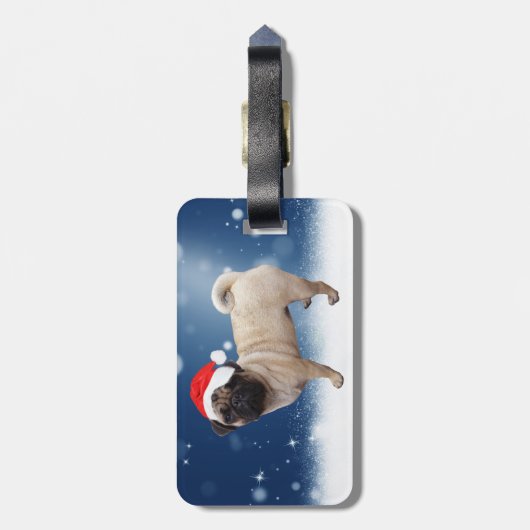 Cute Pug Dog Kerstkerstkerstkerstkerstkerstkerstma Bagagelabel (Achterkant verticaal)