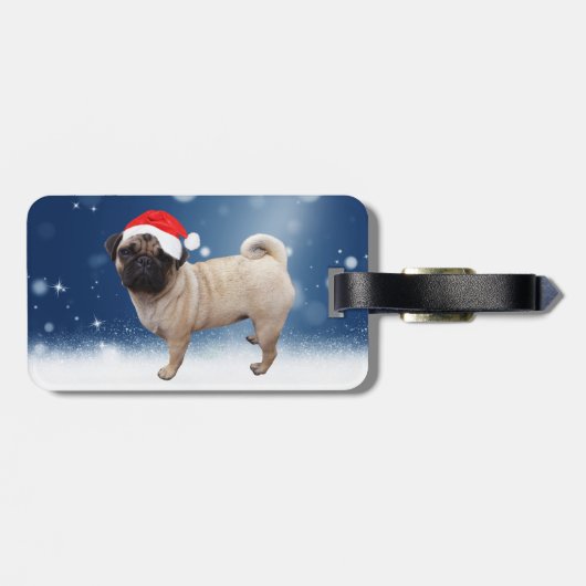 Cute Pug Dog Kerstkerstkerstkerstkerstkerstkerstma Bagagelabel (Achterkant horizontaal)