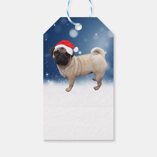 Cute Pug Dog Kerstkerstkerstkerstkerstkerstkerstma Cadeaulabel (Achterkant)