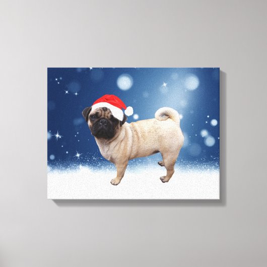 Cute Pug Dog Kerstkerstkerstkerstkerstkerstkerstma Canvas Afdruk (Voorkant)