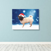 Cute Pug Dog Kerstkerstkerstkerstkerstkerstkerstma Canvas Afdruk (Insitu (Houten vloer))