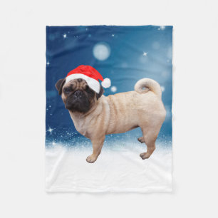 Cute Pug Dog Kerstkerstkerstkerstkerstkerstkerstma Fleece Deken