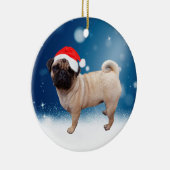 Cute Pug Dog Kerstkerstkerstkerstkerstkerstkerstma Keramisch Ornament (Rechts)