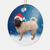 Cute Pug Dog Kerstkerstkerstkerstkerstkerstkerstma Keramisch Ornament (Links)