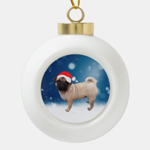 Cute Pug Dog Kerstkerstkerstkerstkerstkerstkerstma Keramische Bal Ornament