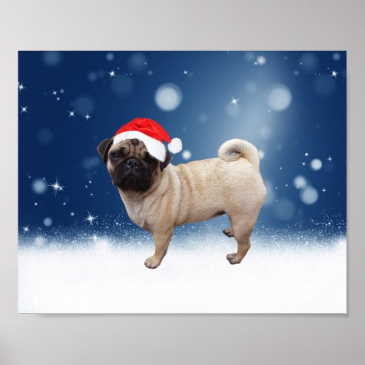 Cute Pug Dog Kerstkerstkerstkerstkerstkerstkerstma Poster (Voorkant)