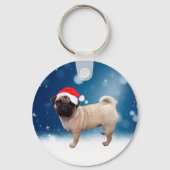 Cute Pug Dog Kerstkerstkerstkerstkerstkerstkerstma Sleutelhanger (Voorkant)