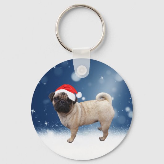 Cute Pug Dog Kerstkerstkerstkerstkerstkerstkerstma Sleutelhanger (Voorkant)