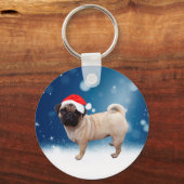 Cute Pug Dog Kerstkerstkerstkerstkerstkerstkerstma Sleutelhanger (Voorkant)
