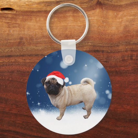 Cute Pug Dog Kerstkerstkerstkerstkerstkerstkerstma Sleutelhanger (Voorkant)