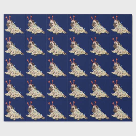 Cute Pug Dog Kerstmis Cadeaupapier (Vlak)