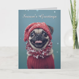 Cute Pug Dog Kerstmis Kaart