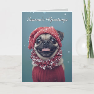 Cute Pug Dog Kerstmis Kaart