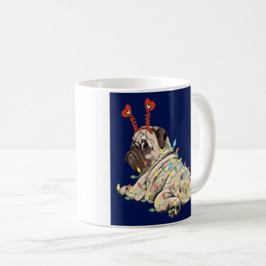 Cute Pug Dog Kerstmis Koffiemok (Voorkant rechts)