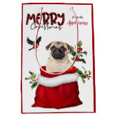 Cute Pug Dog Kerstmis Medium Cadeauzakje (Voorkant)