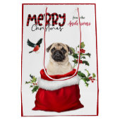 Cute Pug Dog Kerstmis Medium Cadeauzakje (Achterkant)
