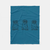Cute Pug Dog Line Art  Fleece Deken (Voorkant)
