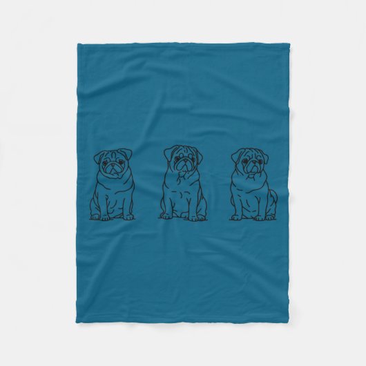 Cute Pug Dog Line Art  Fleece Deken (Voorkant)