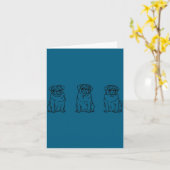 Cute Pug Dog Line Art  Kaart (Gele Bloem)