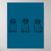 Cute Pug Dog Line Art  Poster (Voorkant)