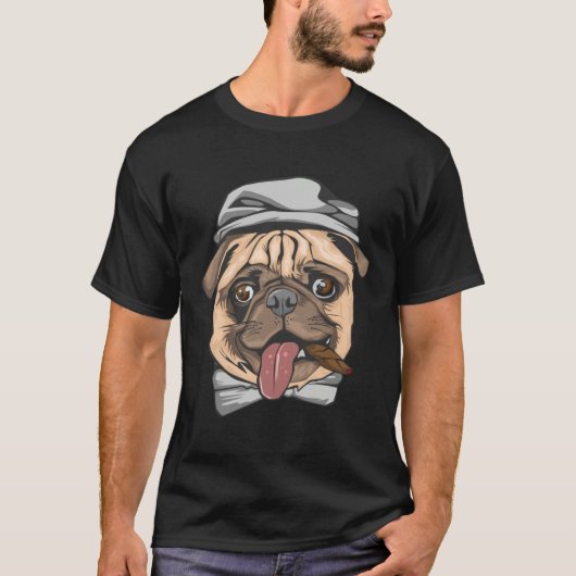 Cute Pug Dog Mafia Dog T-shirt (Voorkant)