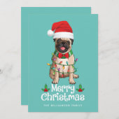 Cute Pug Dog Merry-kerstkaart Feestdagenkaart (Voorkant / Achterkant)