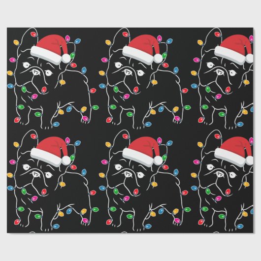 Cute Pug Dog met kerstlicht Cadeaupapier (Vlak)