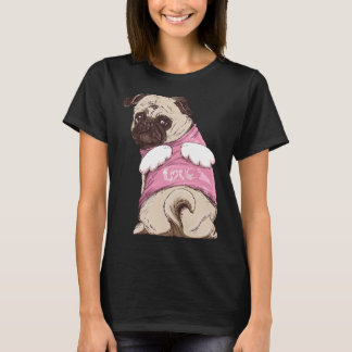 Cute pug dog met pak en engelvleugels hondendame C T-shirt
