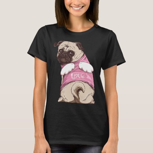 Cute pug dog met pak en engelvleugels hondendame C T-shirt (Voorkant)