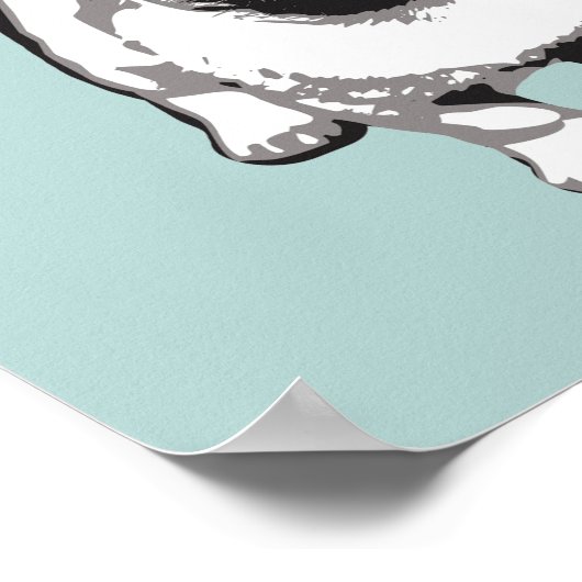 Cute Pug Dog Modern Art Poster Green Black & White (Hoek)