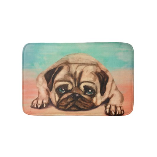 Cute Pug dog pastel Badmat (Voorkant)