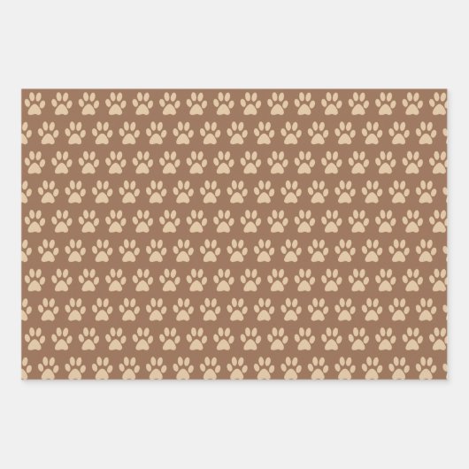 Cute Pug Dog Paws Wrapping Paper Set van 3 (Voorkant 2)