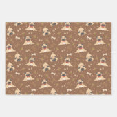 Cute Pug Dog Paws Wrapping Paper Set van 3 (Voorkant)
