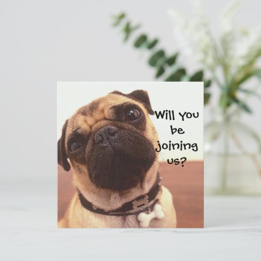 Cute Pug Dog Persoonlijke Partij nodigt u uit Kaart (Staand voorkant)
